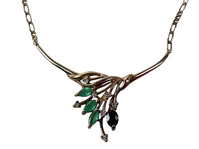 Lot 352 - EMERALD, DIAMOND AND SAPPHIRE NECKLET