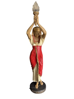 Lot 210 - LARGE PAIR OF EGYPTIAN REVIVAL FLOOR STANDING LAMPS