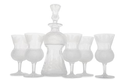 Lot 1739 - EDINBURGH CRYSTAL 'THISTLE' PATTERN DECANTER AND GLASSES