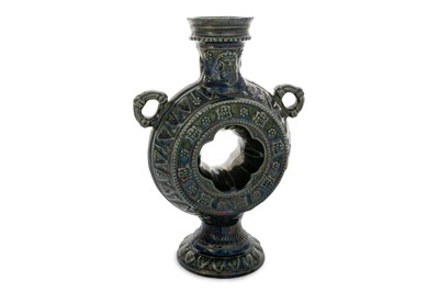 Lot 1762 - DUNMORE POTTERY GREEN GLAZED DOUBLE HANDLED VASE