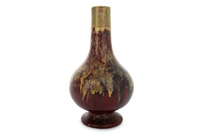 Lot 1768 - DUNMORE POTTERY CRIMSON AND GILT SPLASHED BOTTLE SHAPED VASE