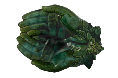Lot 1770 - DUNMORE POTTERY GREEN GLAZED DOUBLE HAND DISH