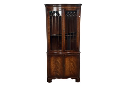 Lot 228 - REPRODUCTION MAHOGANY CORNER DISPLAY CABINET
