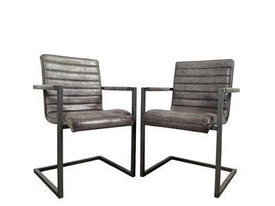 Lot 230 - SET OF EIGHT MODERN DINING ARMCHAIRS