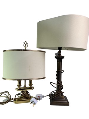 Lot 231 - BRASS COLUMN TABLE LAMP