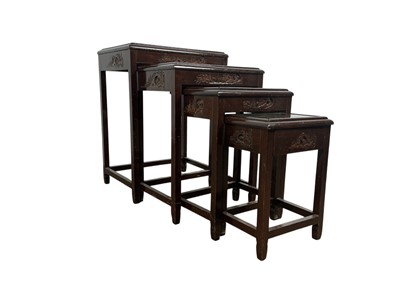 Lot 414 - NEST OF CHINESE HARDWOOD FOUR TABLES