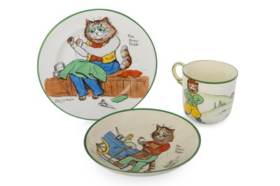 Lot 1775 - PARAGON TINKER TAILOR SERIES 'LOUIS WAIN' CUP, SAUCER AND PLATE TRIO