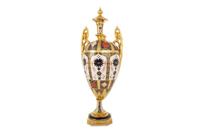 Lot 1721 - ROYAL CROWN DERBY TWIN HANDLED URN