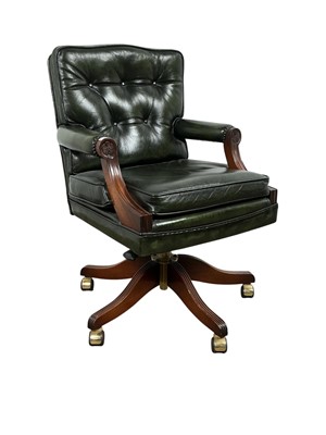 Lot 461 - GREEN LEATHER CAPTAINS CHAIR