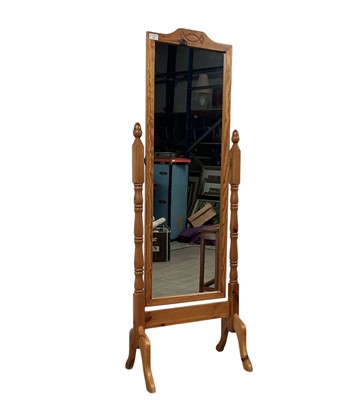 Lot 480 - MODERN PINE CHEVAL DRESSING MIRROR
