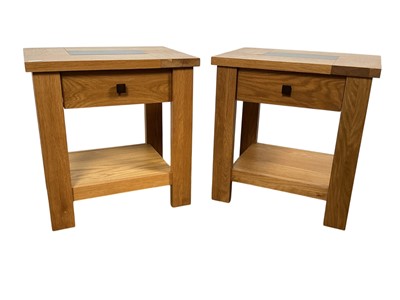 Lot 543 - PAIR OF MODERN LIGHT OAK BEDSIDE TABLES
