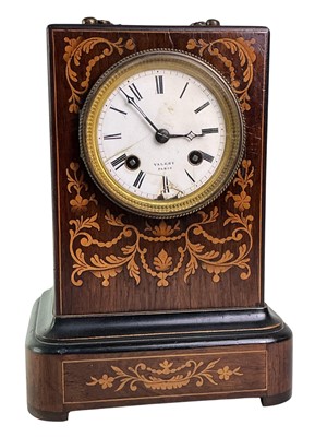 Lot 297 - FRENCH INLAID ROSEWOOD MANTEL CLOCK