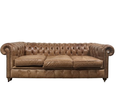Lot 555 - CHESTERFIELD THREE-SEATER SETTEE