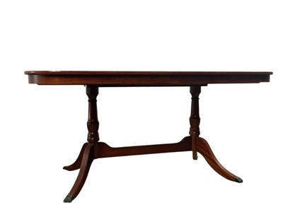 Lot 258 - REPRODUCTION YEW WOOD DINING TABLE