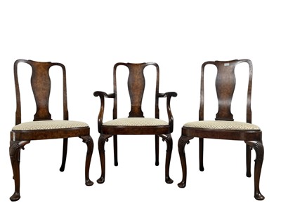Lot 259 - SET OF EIGHT WALNUT DINING CHAIRS
