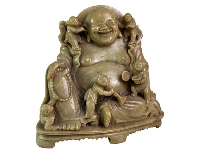 Lot 319 - CHINESE SOAPSTONE BUDDHA FIGURE