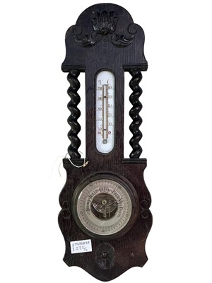 Lot 575 - OAK ANEROID BAROMETER