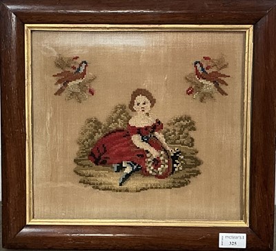 Lot 325 - VICTORIAN NEEDLEWORK PANEL