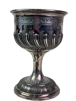 Lot 474 - LATE VICTORIAN SILVER PLATED TROPHY CUP