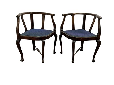 Lot 519 - PAIR OF EDWARDIAN CORNER ARMCHAIRS