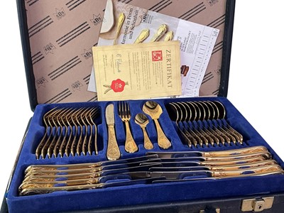 Lot 623 - SUITE OF GOLD PLATED CUTLERY
