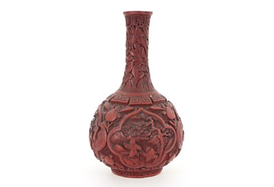 Lot 869 - CHINESE CINNABAR VASE
