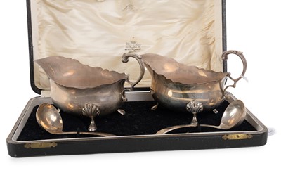 Lot 185 - PAIR OF GEORGE V SILVER SAUCEBOATS