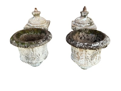 Lot 1802 - PAIR OF COMPOSITE STONE GARDEN PLANTERS